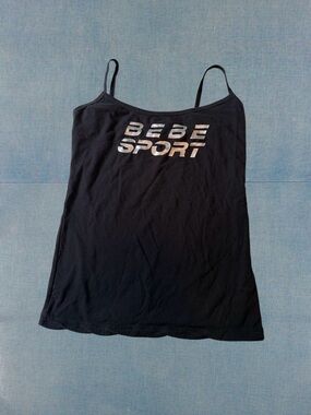 bebe Sport Black Logo Cami Tank Top